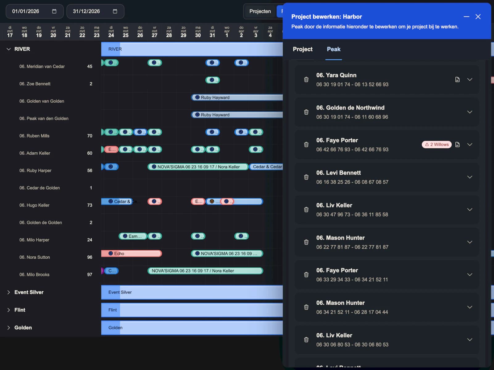 EasyLog dark planner frame 8 showing a wider logistics overview.
