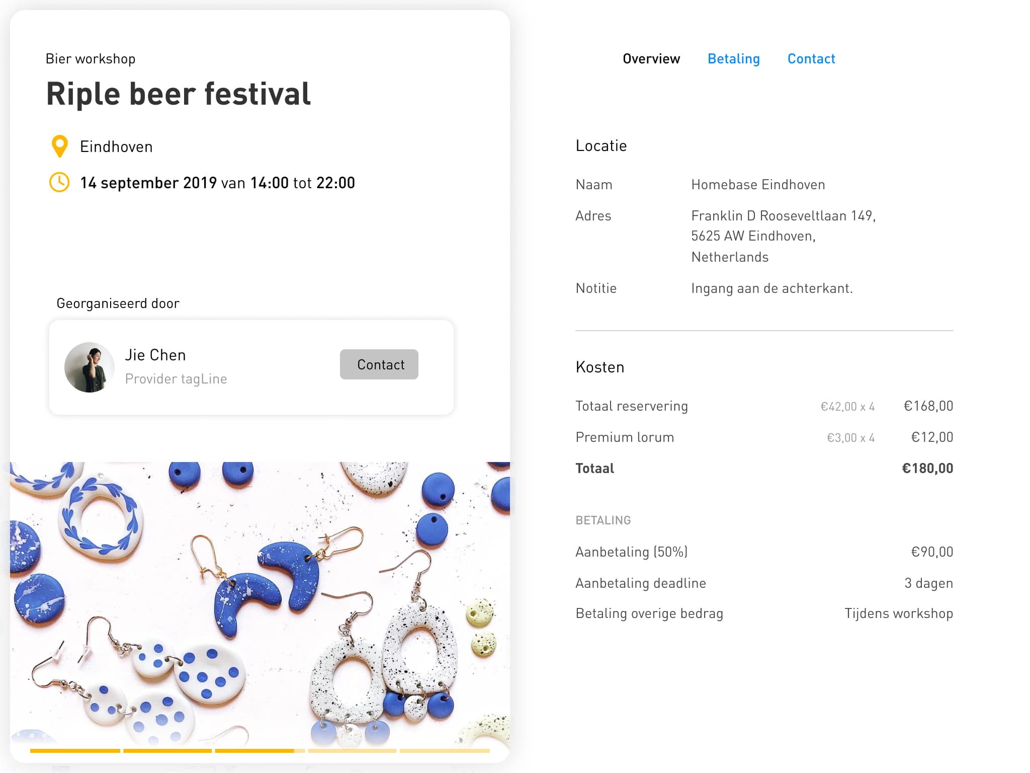 Glem Next desktop booking flow with event details and checkout summary.