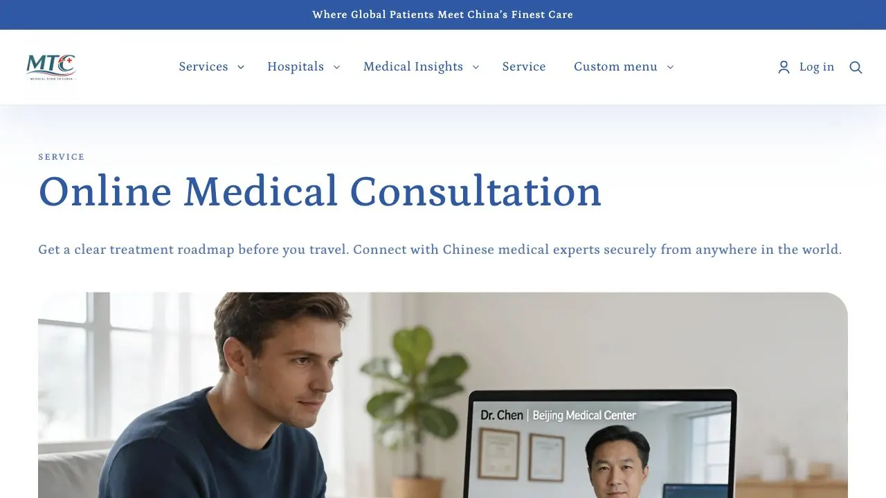 Online medical consultation service page.